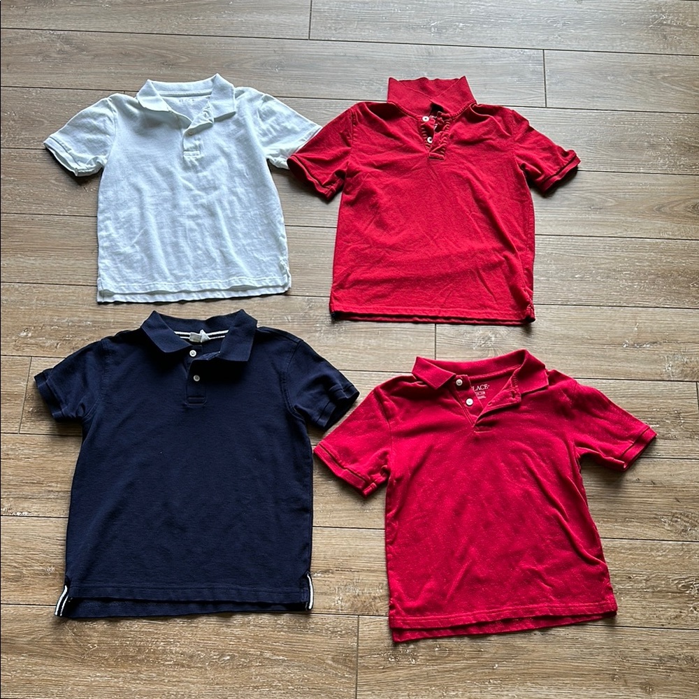 (4) Children’s Place, Crazy 8, Classic boys Polo Shirt - (2) Red, White, Navy